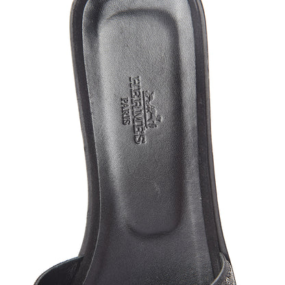 Hermes Suede Goatskin Crystal Powder Oran Sandals 38.5 Black 5 of 7