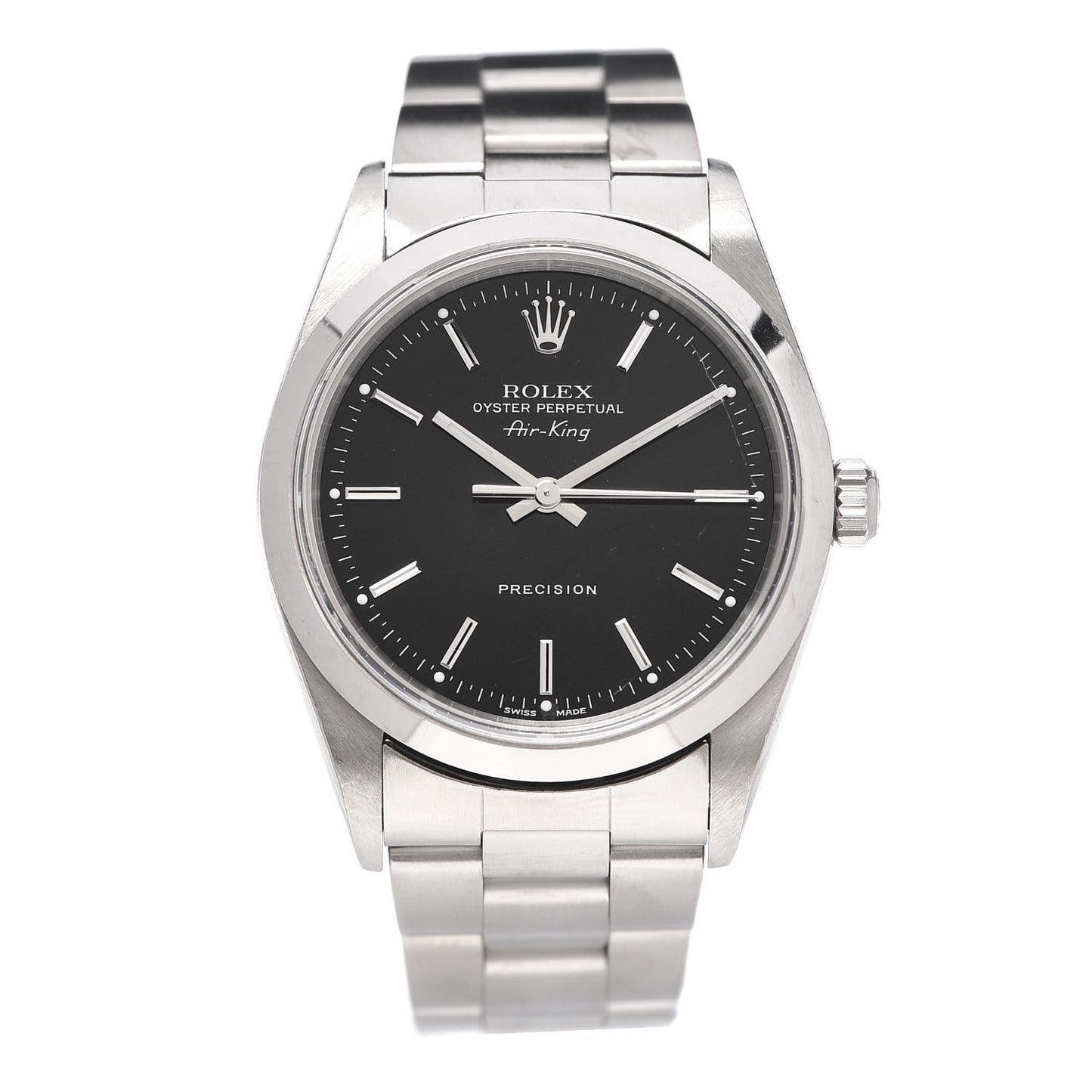 Stainless Steel 34mm Air-King Oyster Perpetual Precision Watch Black 14000M
