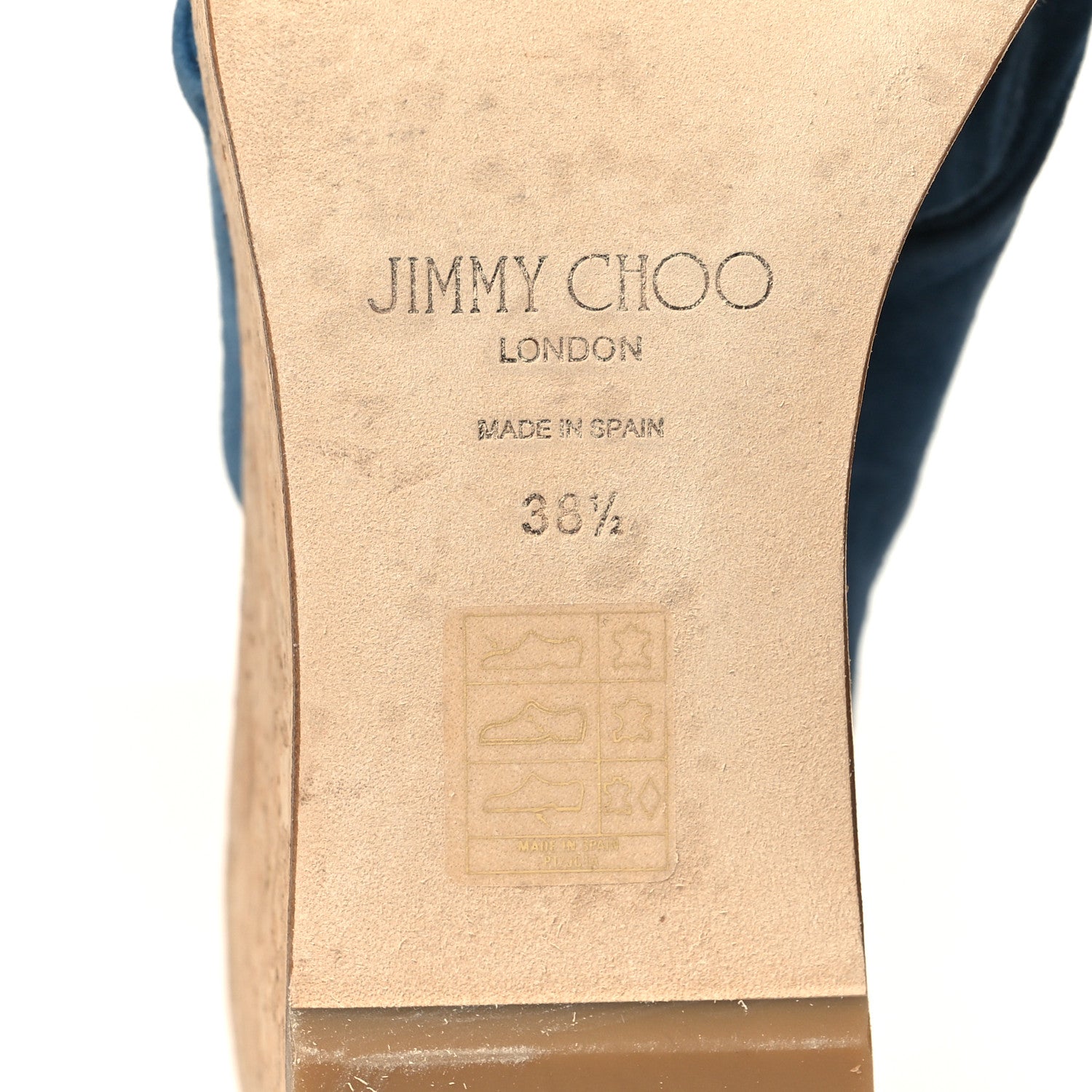 Jimmy Choo Suede Narisa 90 Wedge Mules 38.5 Blue 6 of 8