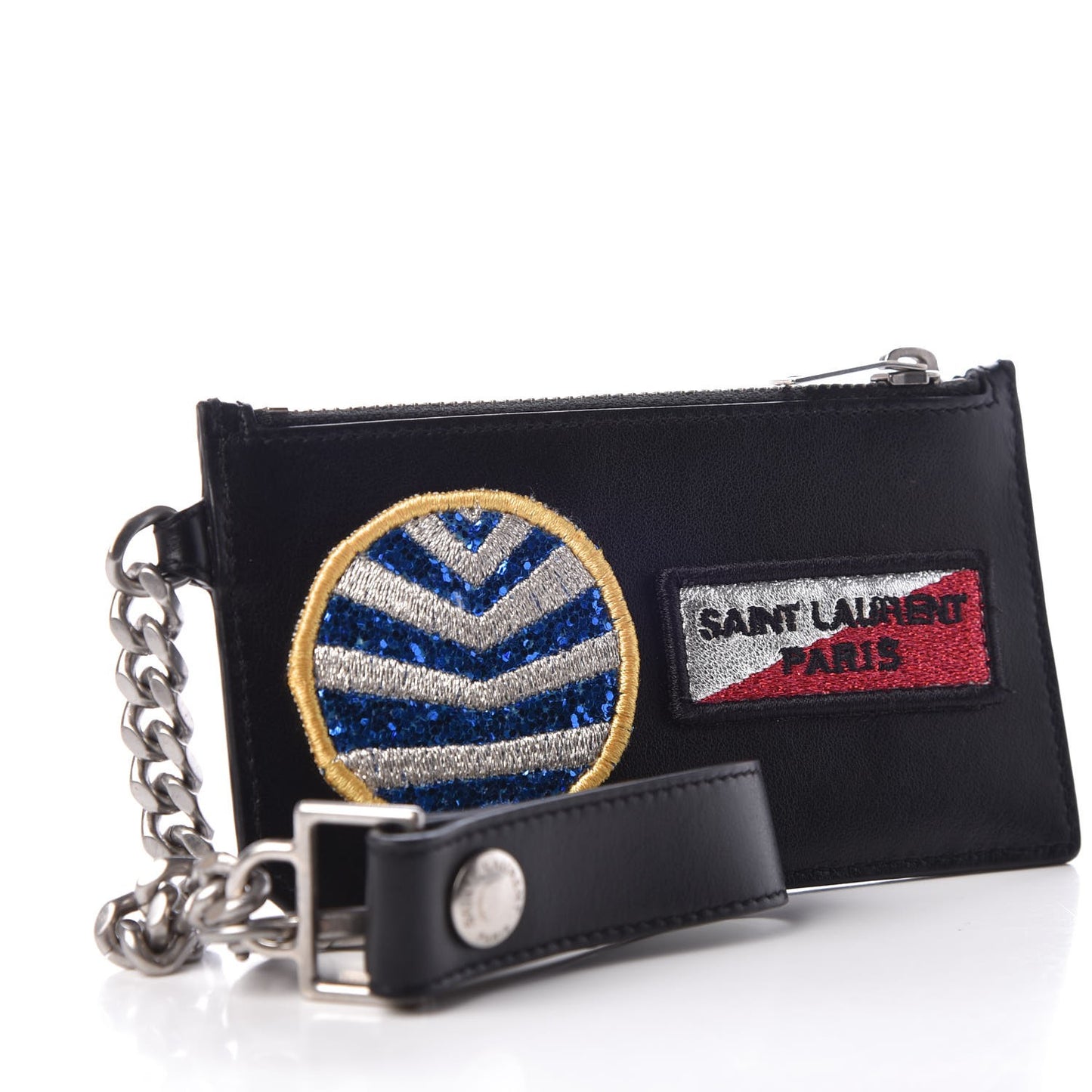 Calfskin Paris Rainbow Fragments Zip Pouch Card Holder Black