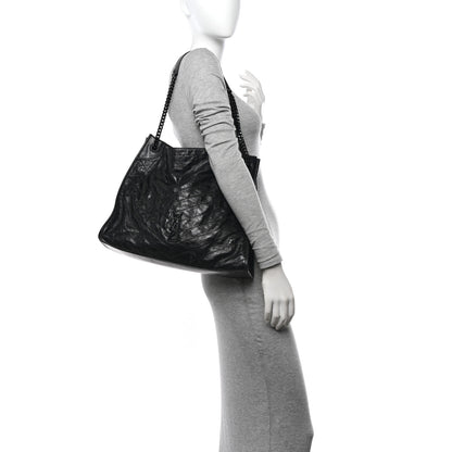 Saint Laurent Crinkled Calfskin Matelasse Monogram Large Niki Shopper Tote Black 2 of 17
