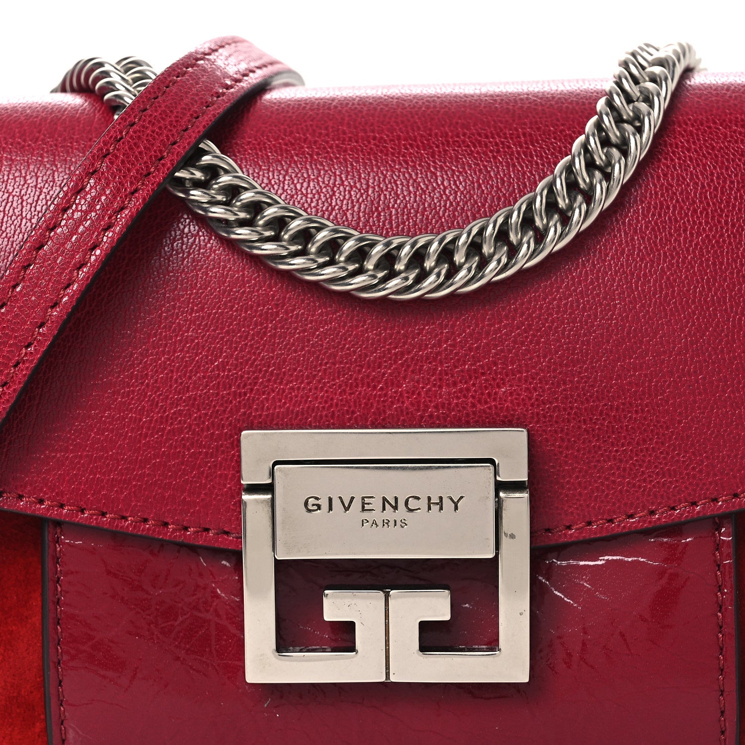 Givenchy Goatskin Mini GV3 Shoulder Bag Cherry Red 7 of 11