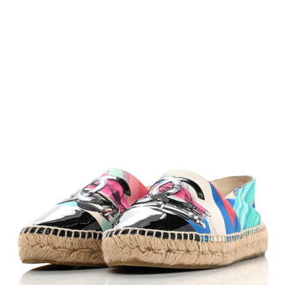 Chanel Fabric Patent CC Espadrilles Multicolor 38 Black 3 of 12