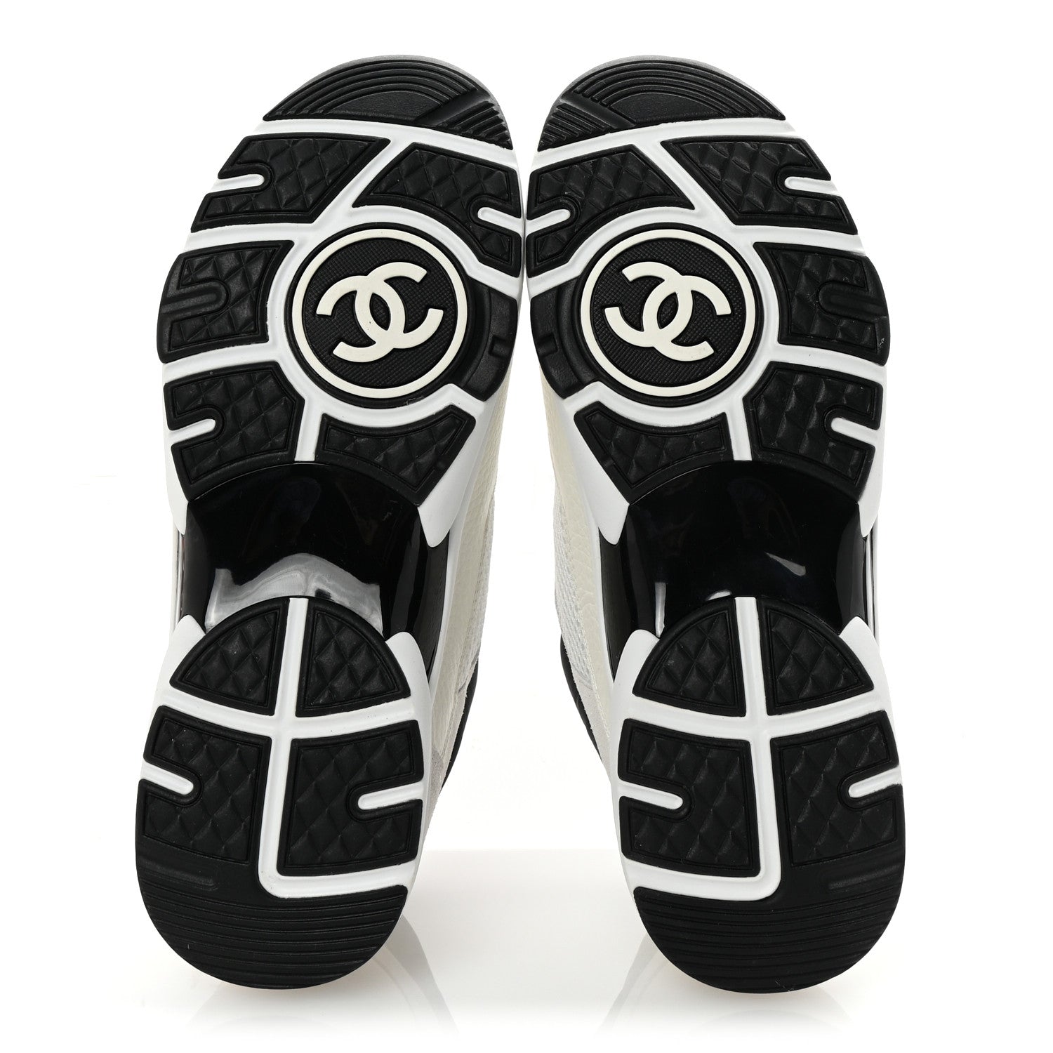 Chanel Mesh Suede Grained Calfskin Womens CC Sneakers 41 White Black 6 of 9