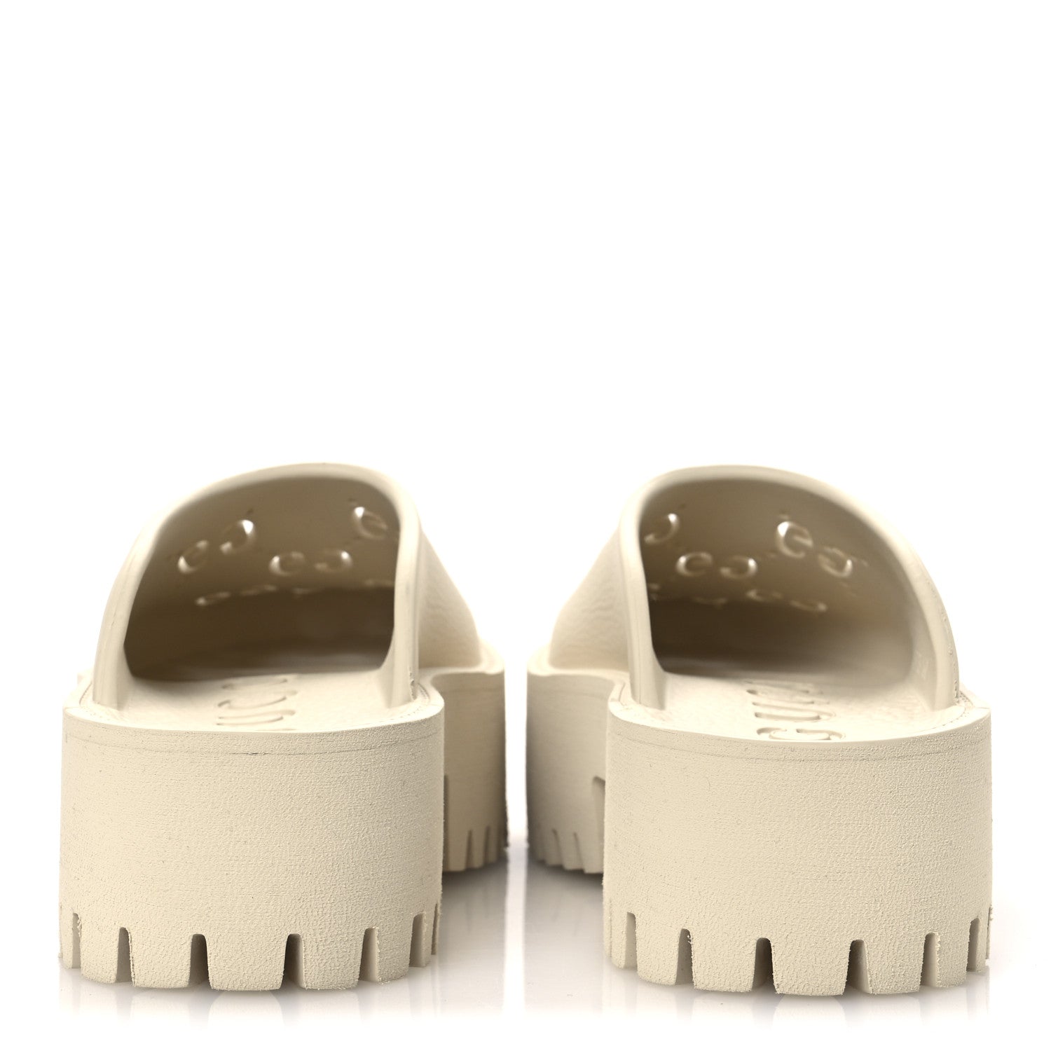 Gucci Rubber GG Monogram Perforated Elea Platform 55mm Lug Sole Sandals 35 Mystic White 6 of 10