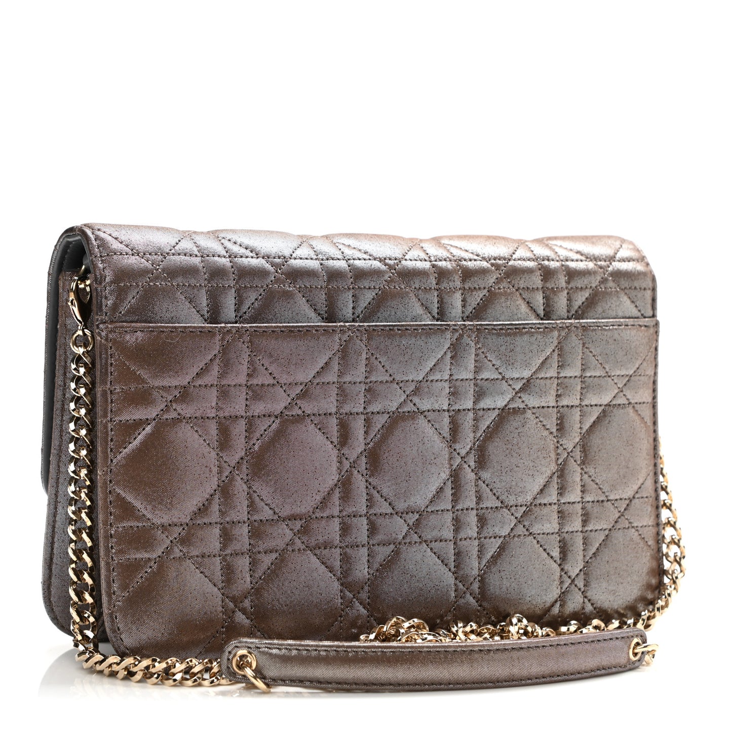 Metallic Calfskin Cannage Miss Dior Promenade Pouch Brown