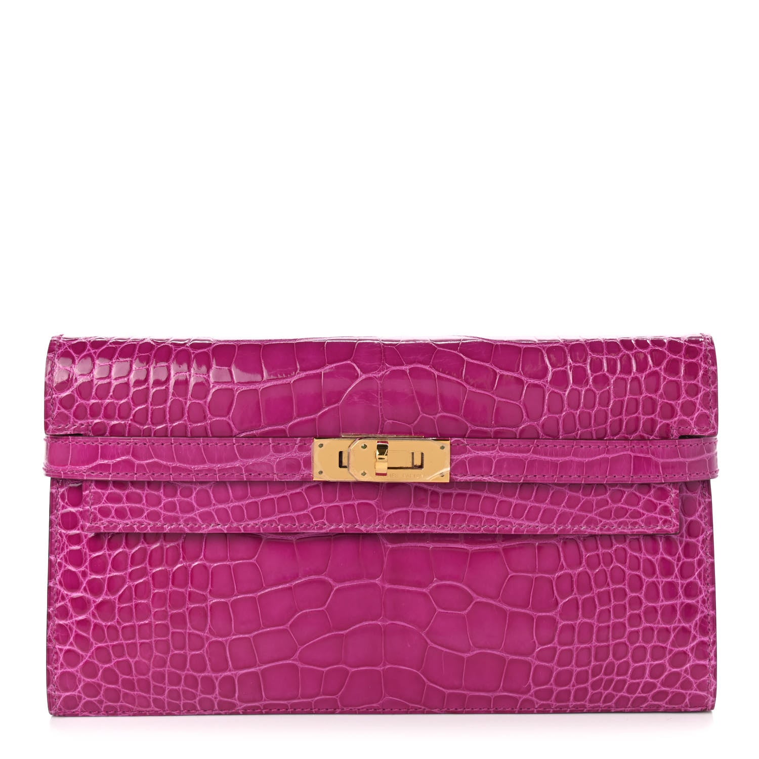Hermes Shiny Alligator Kelly Longue Wallet Rose Scheherazade 1 of 8