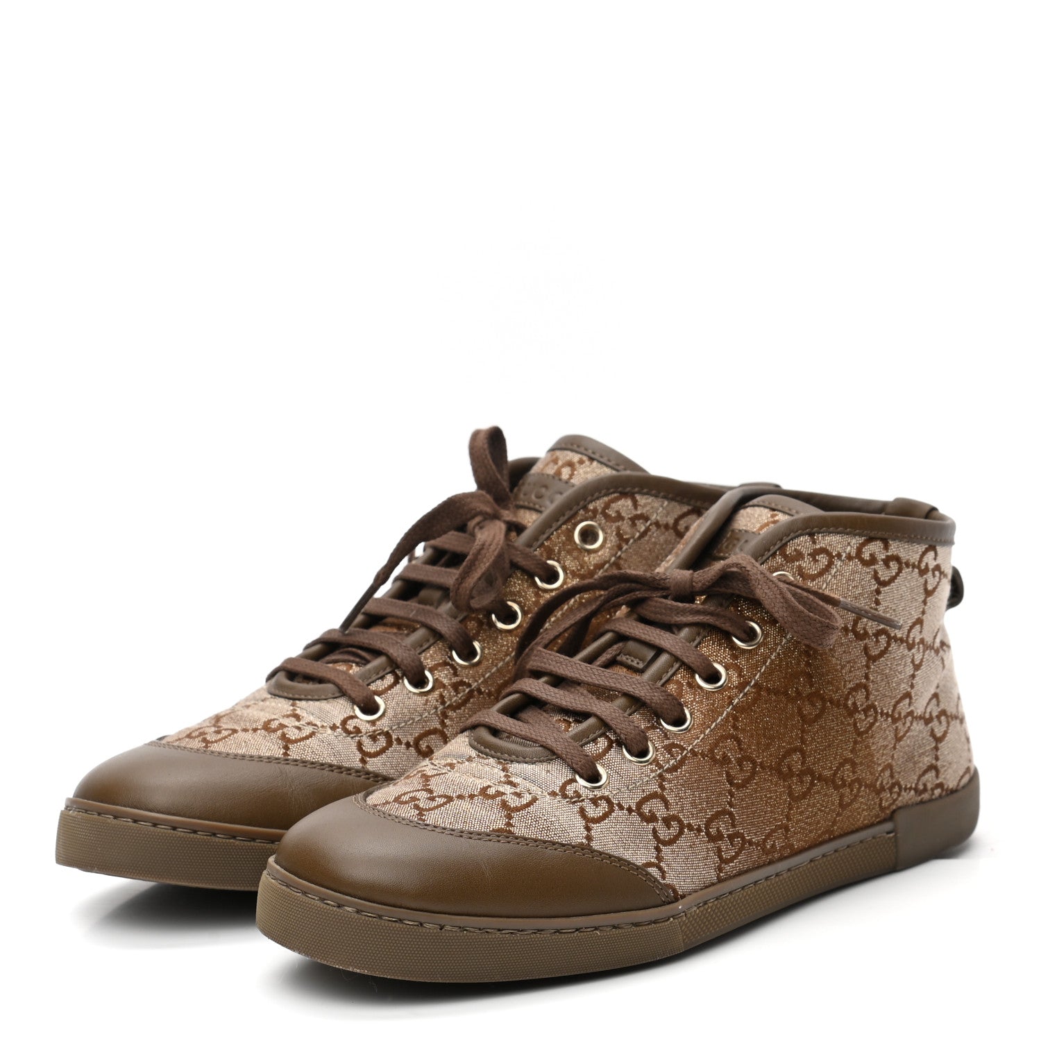 Gucci Monogram Womens High Top Sneakers 36 Ebony Gold 3 of 9