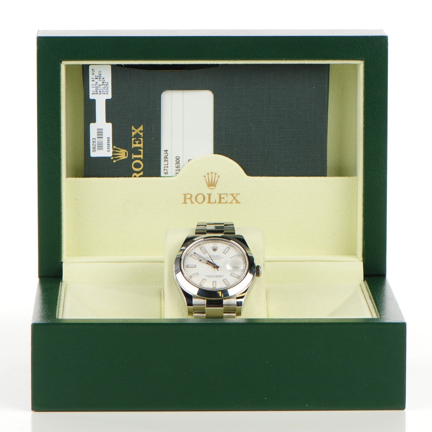 Stainless Steel 41mm Oyster Perpetual Datejust Watch White 126300