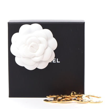 Chanel Metal Large Paris Button Earrings Gold 5 of 5