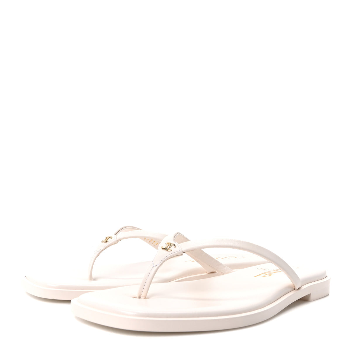 Chanel Goatskin CC Times Square Thong Sandals 38 White 4 of 10
