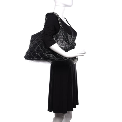 Chanel Glazed Goatskin Double Contrast Stitch Tote Black 2 of 13