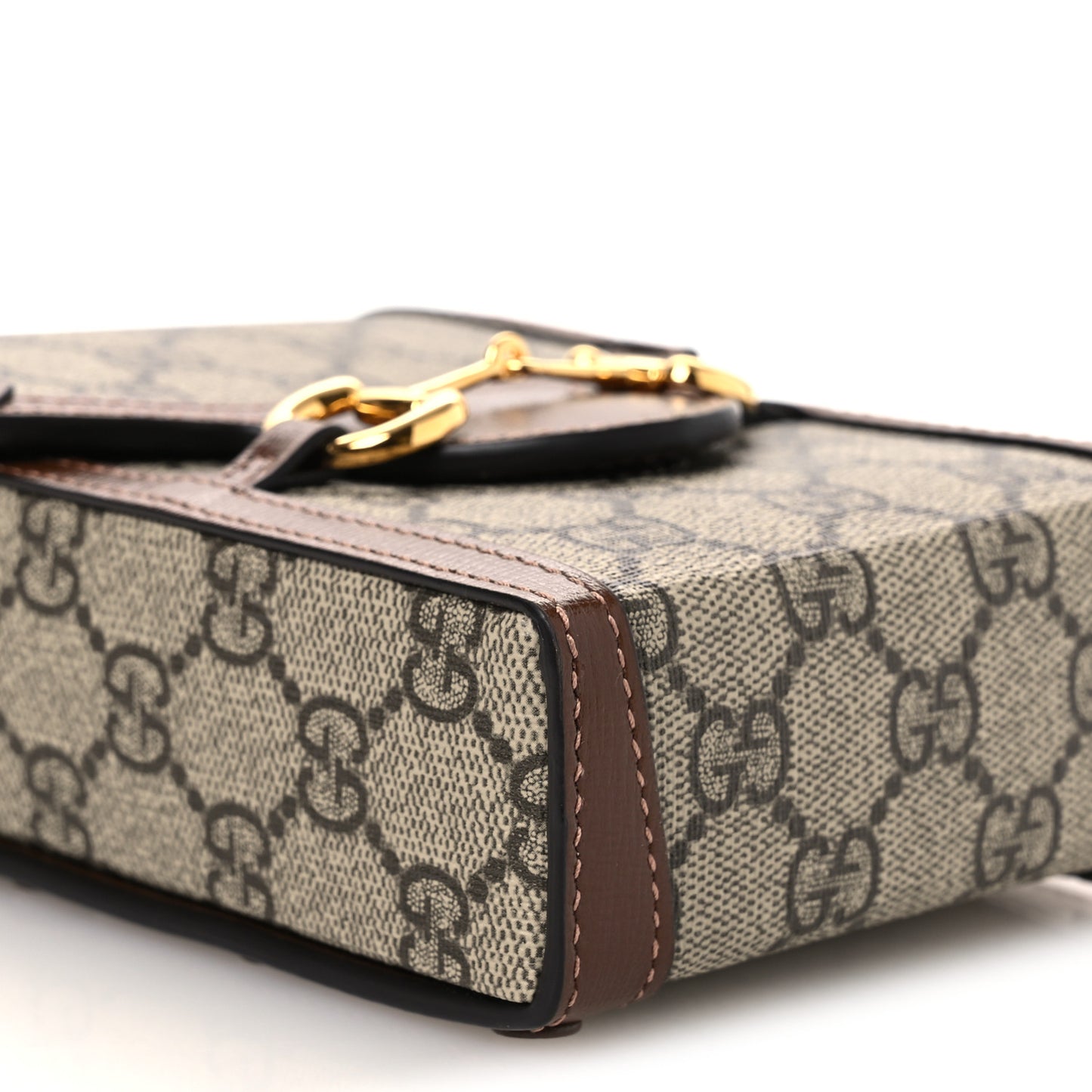 GG Supreme Monogram Mini Horsebit 1955 Crossbody Bag Beige Brown Sugar