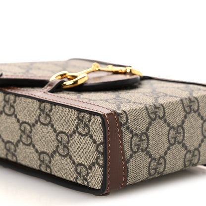 Gucci GG Supreme Monogram Mini Horsebit 1955 Crossbody Bag Beige Brown Sugar 9 of 11