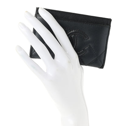Chanel Metallic Caviar Quilted Maxi CC Card Holder Black 2 of 9
