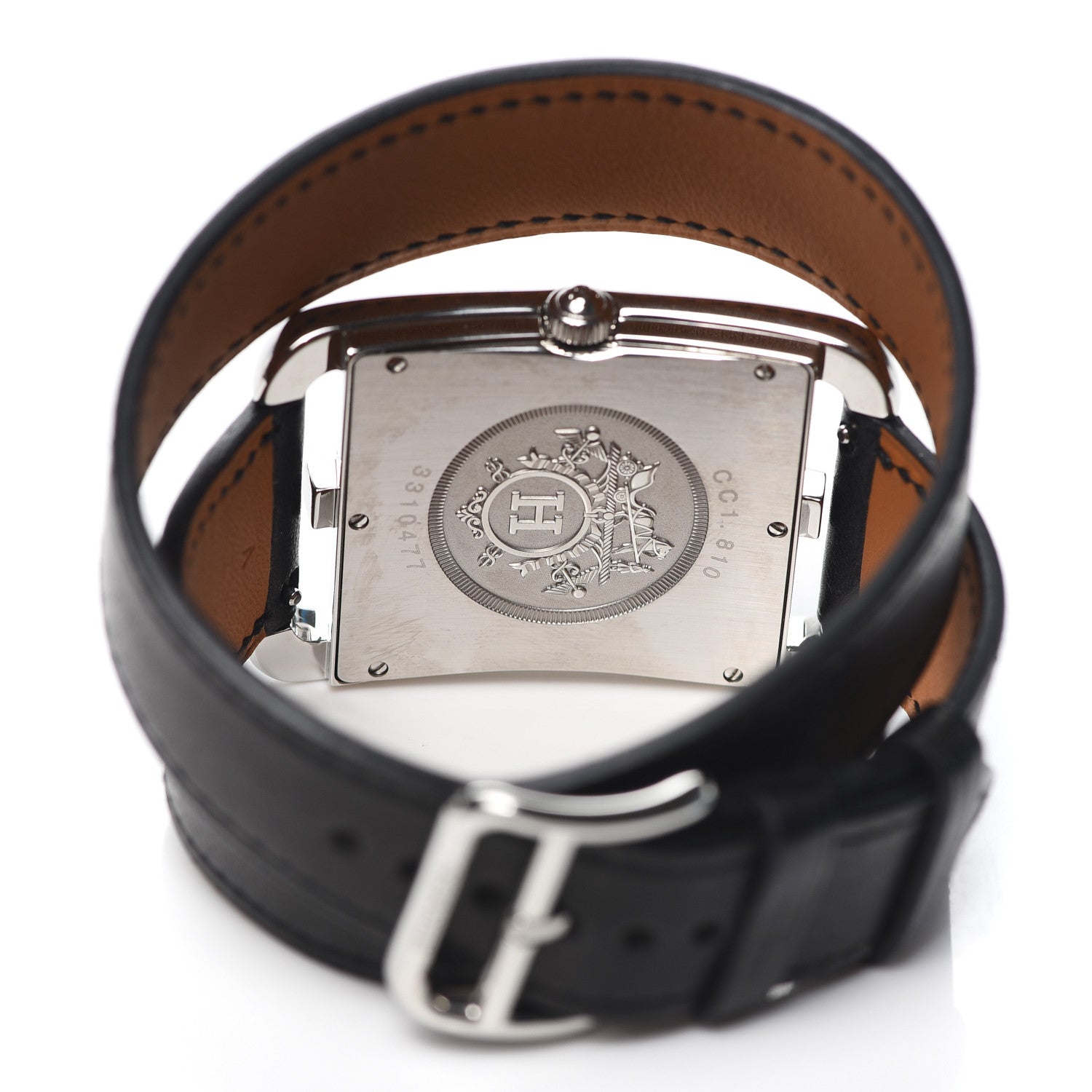 Hermes Stainless Steel Barenia 29mm Cape Cod Double Tour Quartz Watch Noir 4 of 11