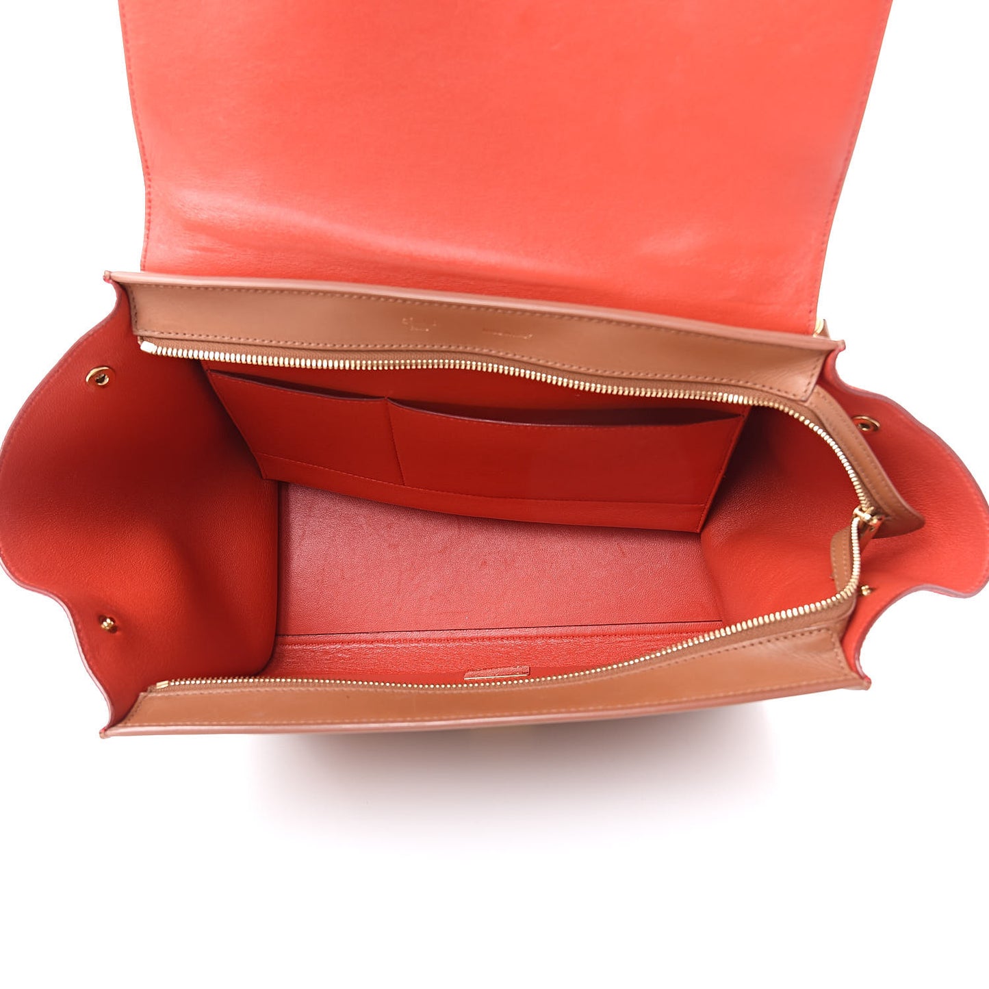 Natural Calfskin Suede Medium Bi-Color Trapeze Tan