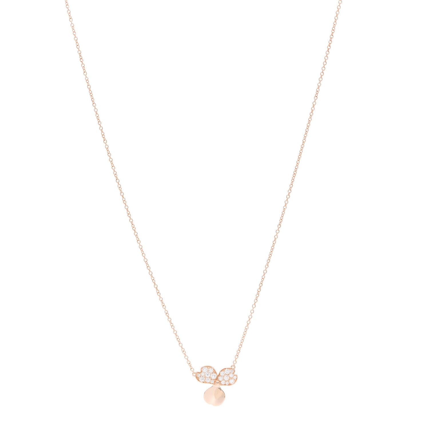 Tiffany 18K Rose Gold Diamond Paper Flowers Pendant Necklace 1 of 6
