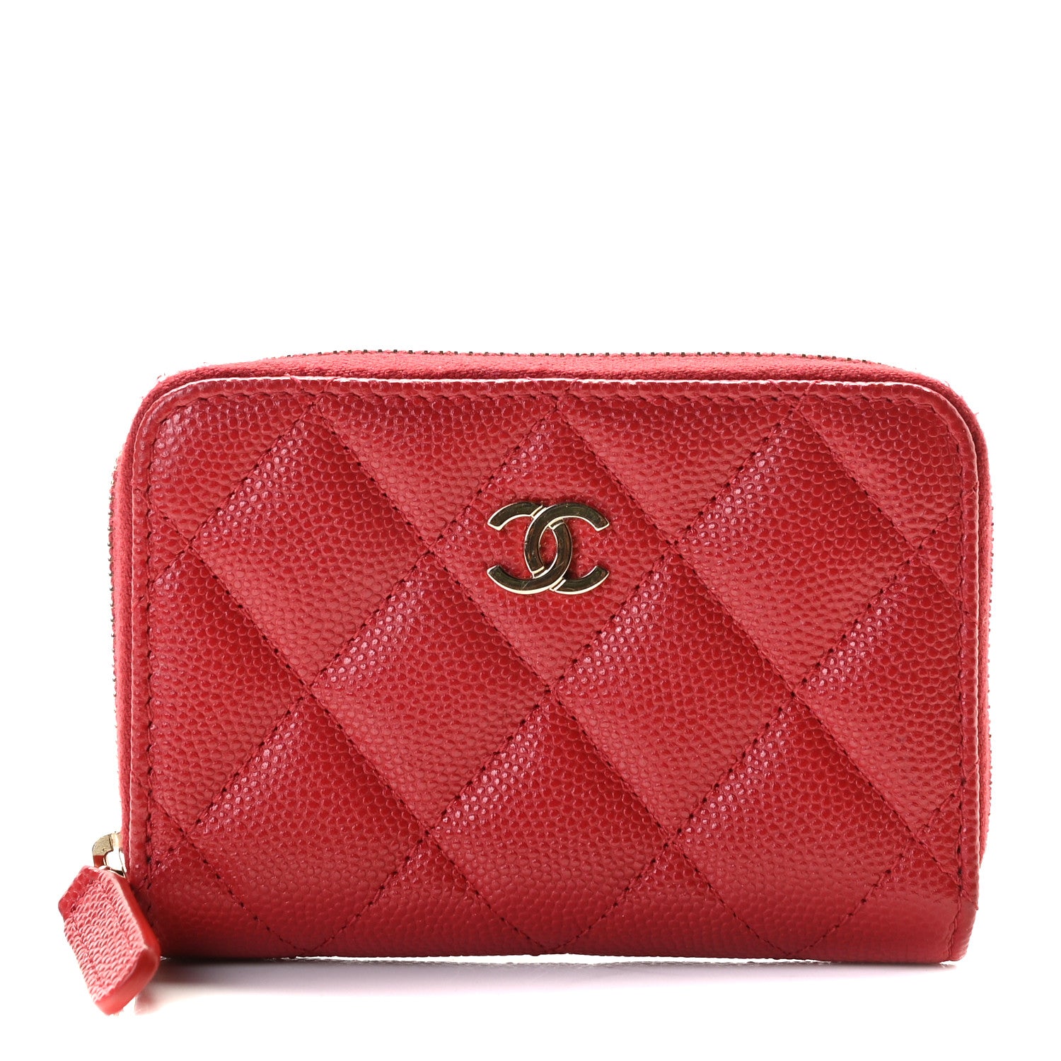 Chanel Caviar Quilted Zip Coin Purse Red 1 of 8