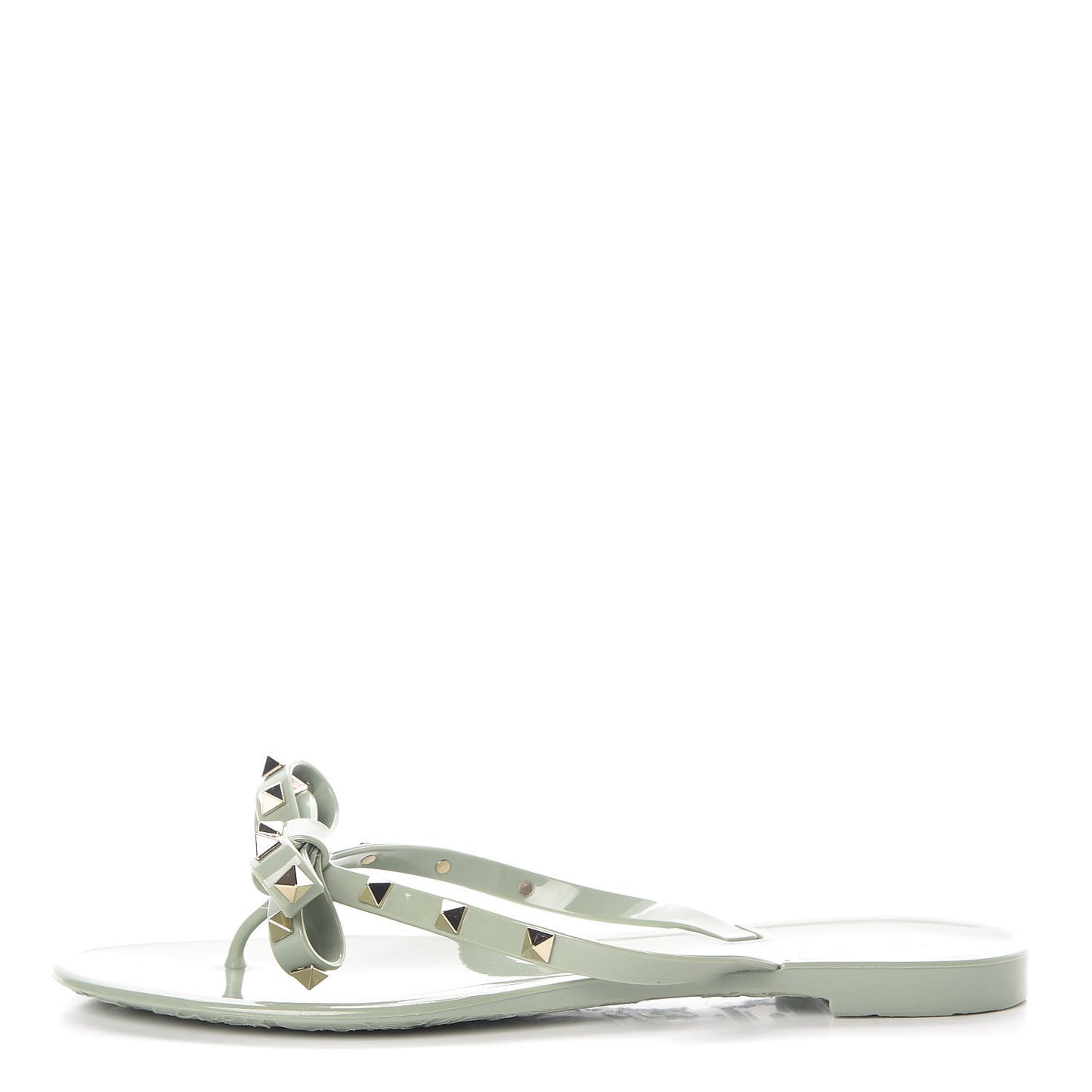 PVC Jelly Rockstud Bow Thong Sandals 41 Water Green