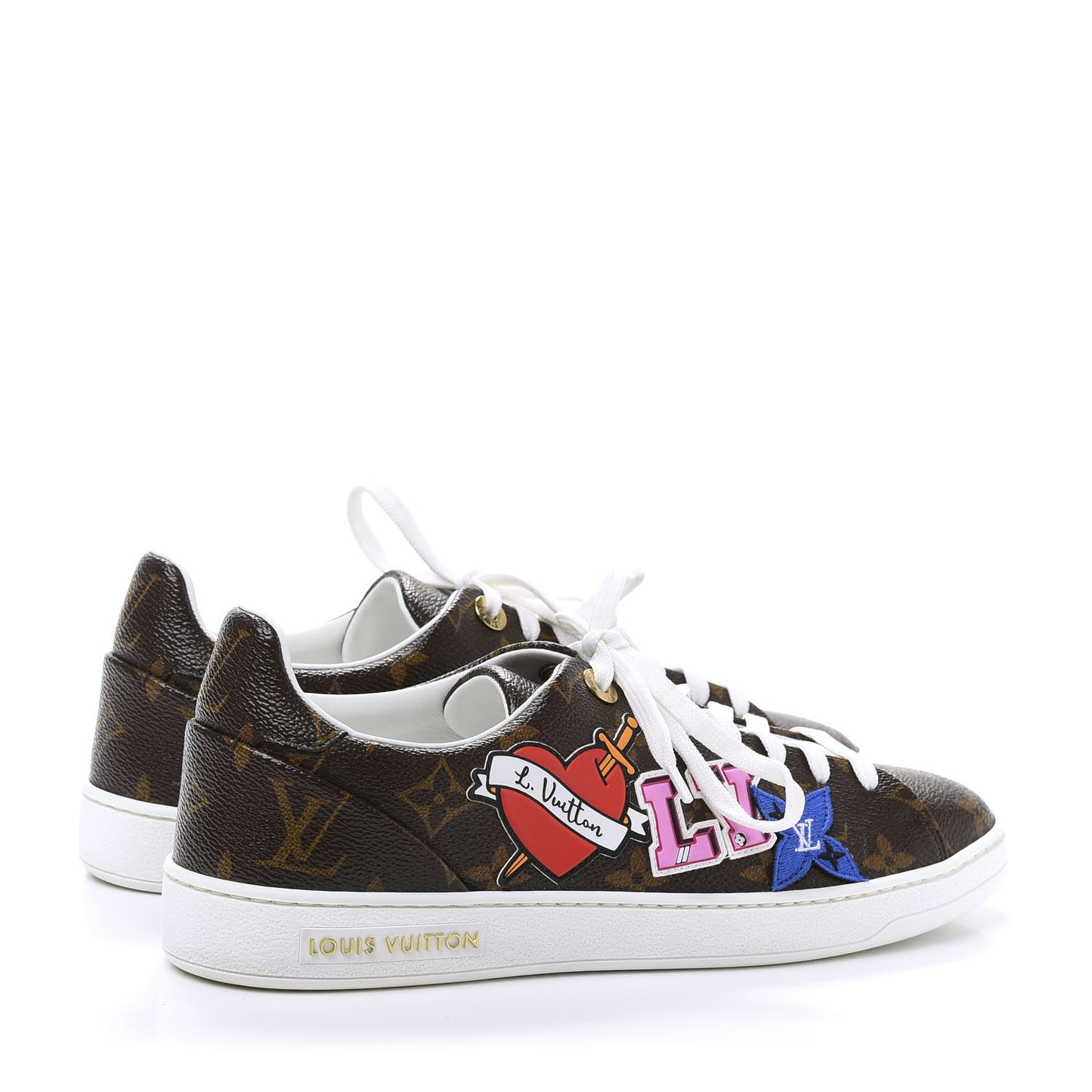 Calfskin Monogram LV Black Heart Sneakers 38 Cacao
