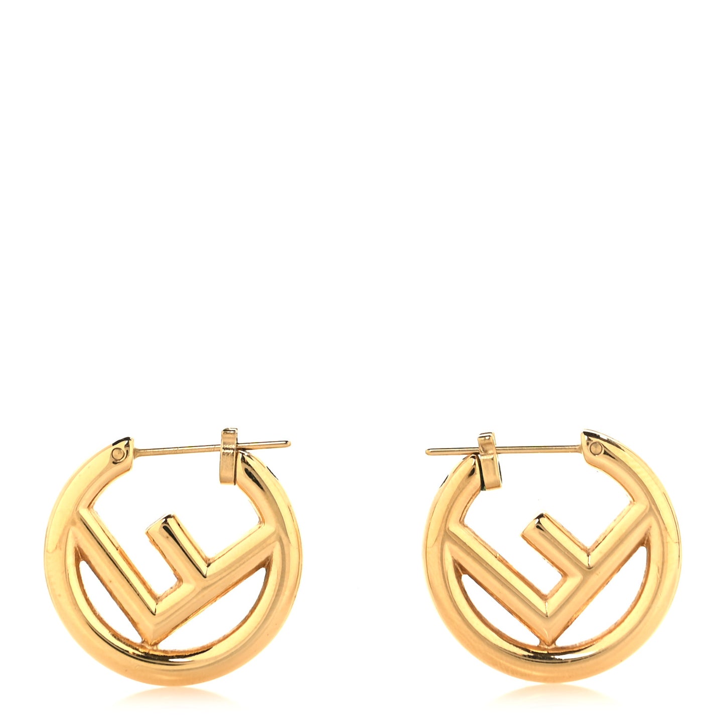 Metal FF Hoop Earrings Gold