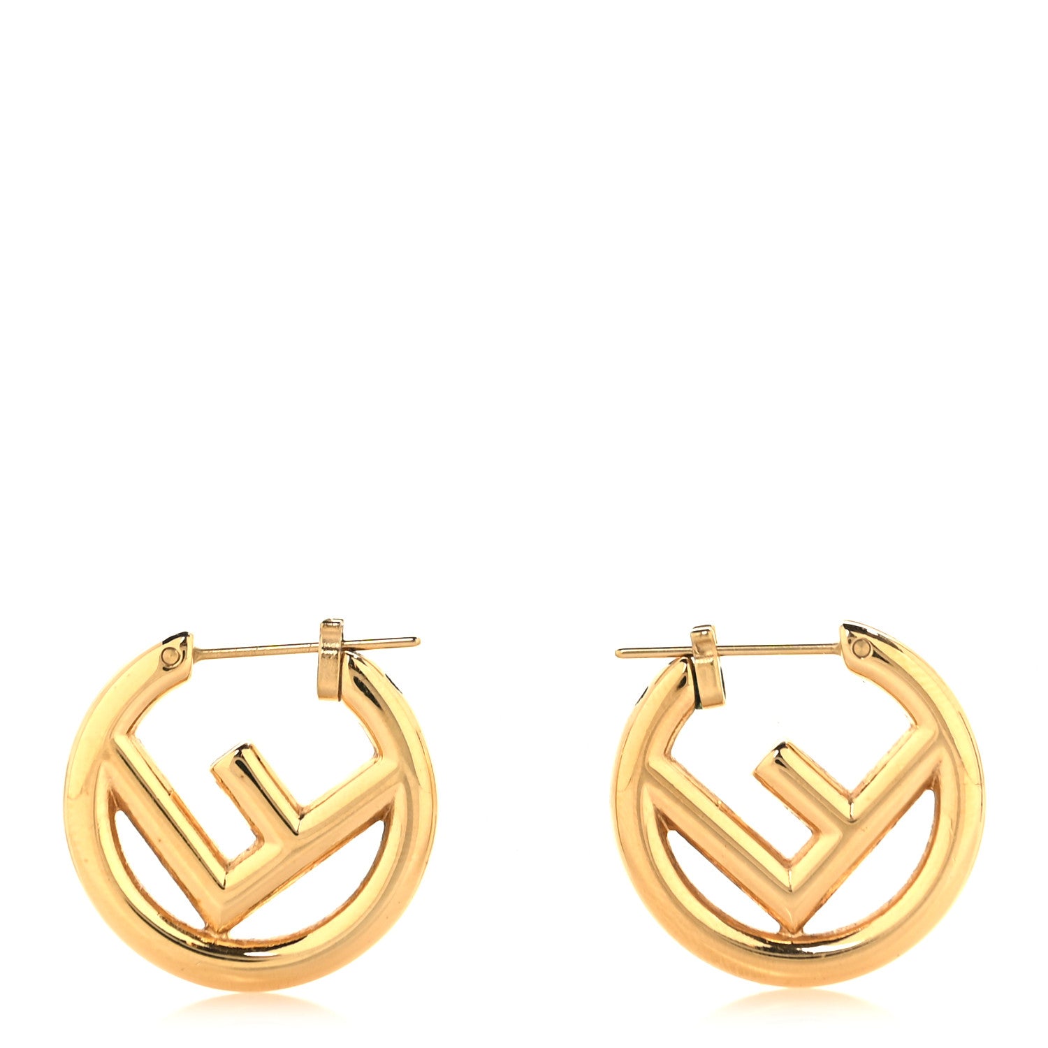 Fendi Metal FF Hoop Earrings Gold 1 of 5