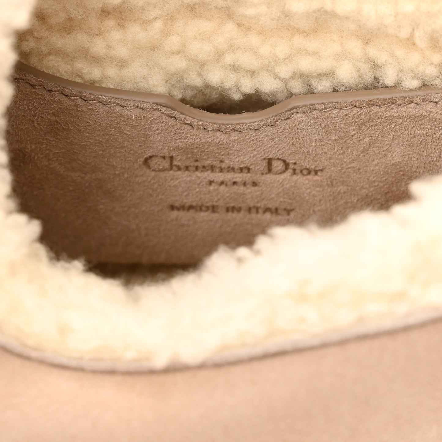 Suede Shearling Small Bobby Flap Beige