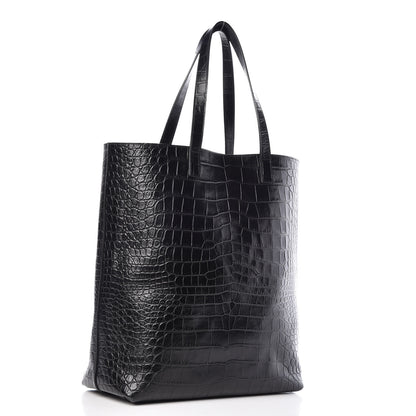 Saint Laurent Croc Calfskin Embossed Bold Shopper Tote Black 3 of 8