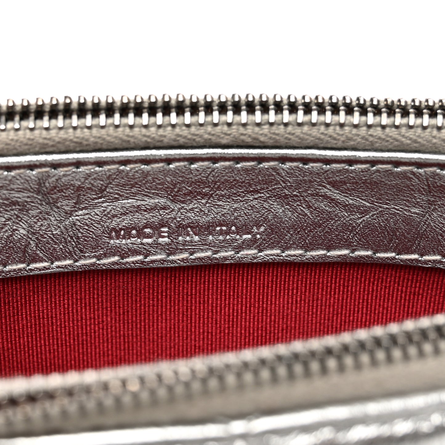 Metallic Lambskin Calfskin Quilted Small Gabrielle Clutch With Chain Silver