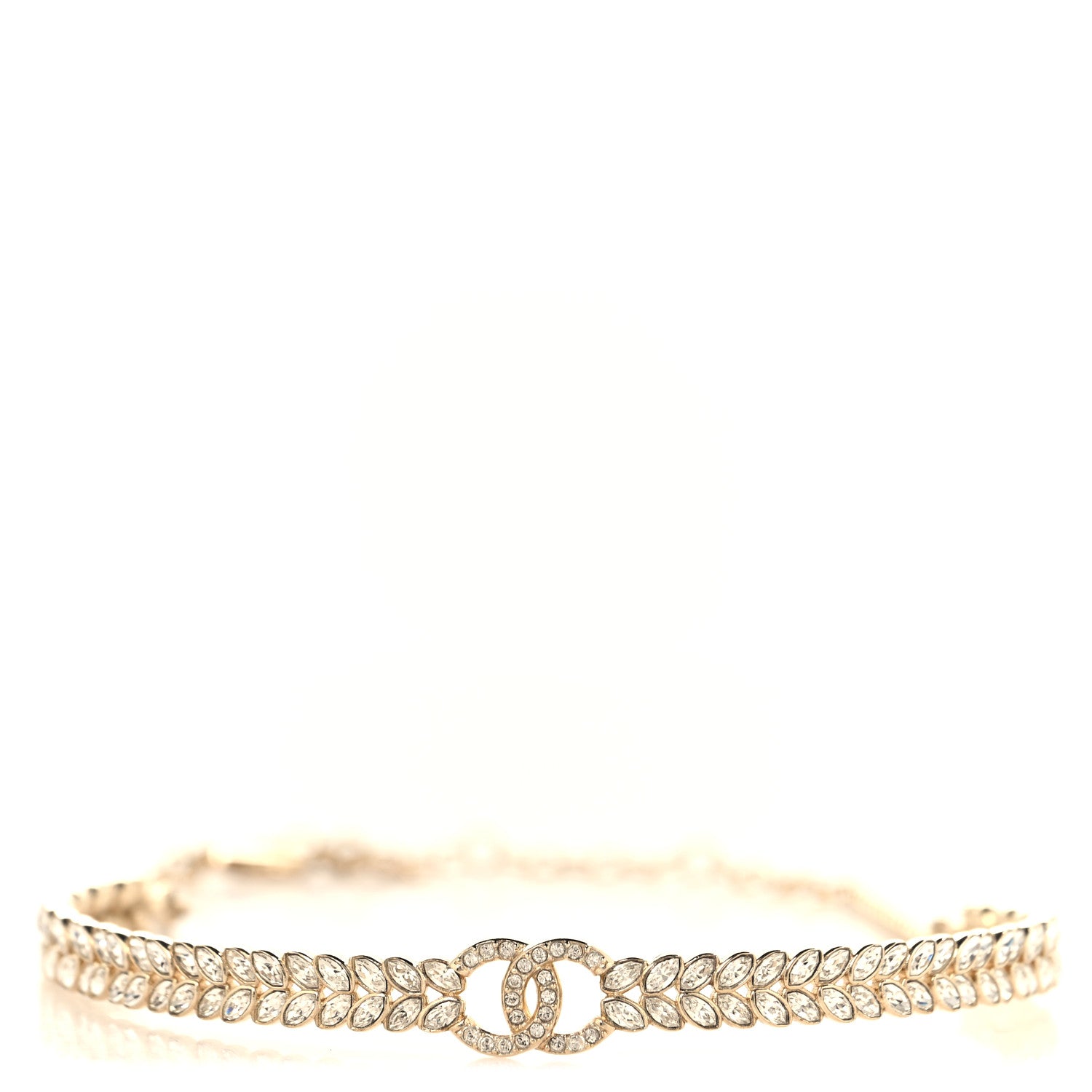 Chanel Crystal Sparkling Wheat CC Choker Necklace Gold 1 of 5