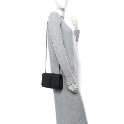 Saint Laurent Grain De Poudre Small Monogram Monochrome Kate Satchel Black 2 of 11