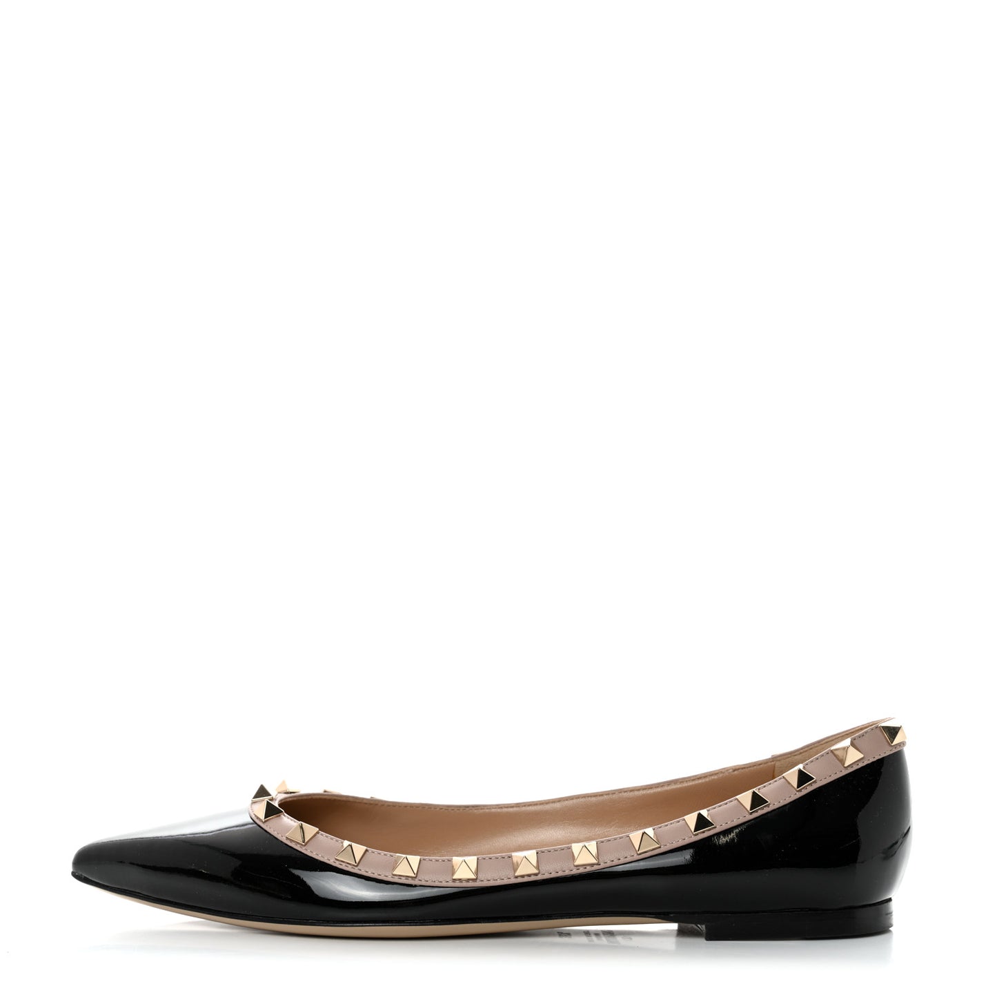 Patent Nappa Rockstud Ballerina Flats 38.5 Black Poudre