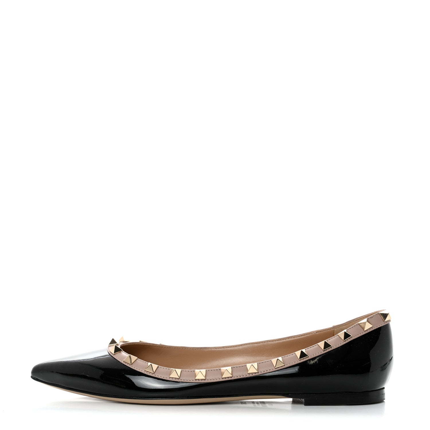 Valentino Garavani Patent Nappa Rockstud Ballerina Flats 38.5 Black Poudre 1 of 9