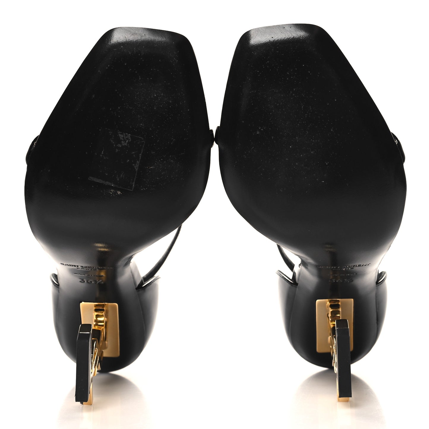 Patent Calfskin Opyum 110 Sandals 36.5 Black Gold