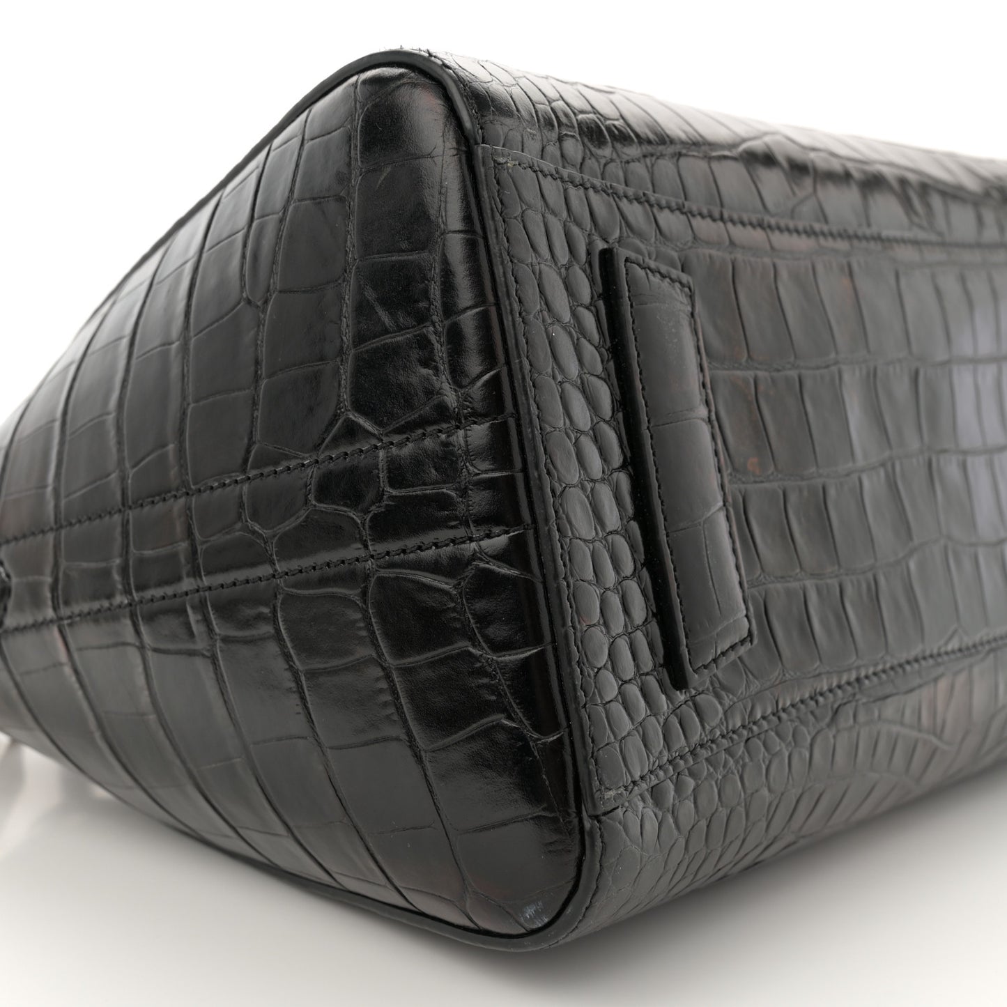 Calfskin Crocodile Embossed Small Antigona Black