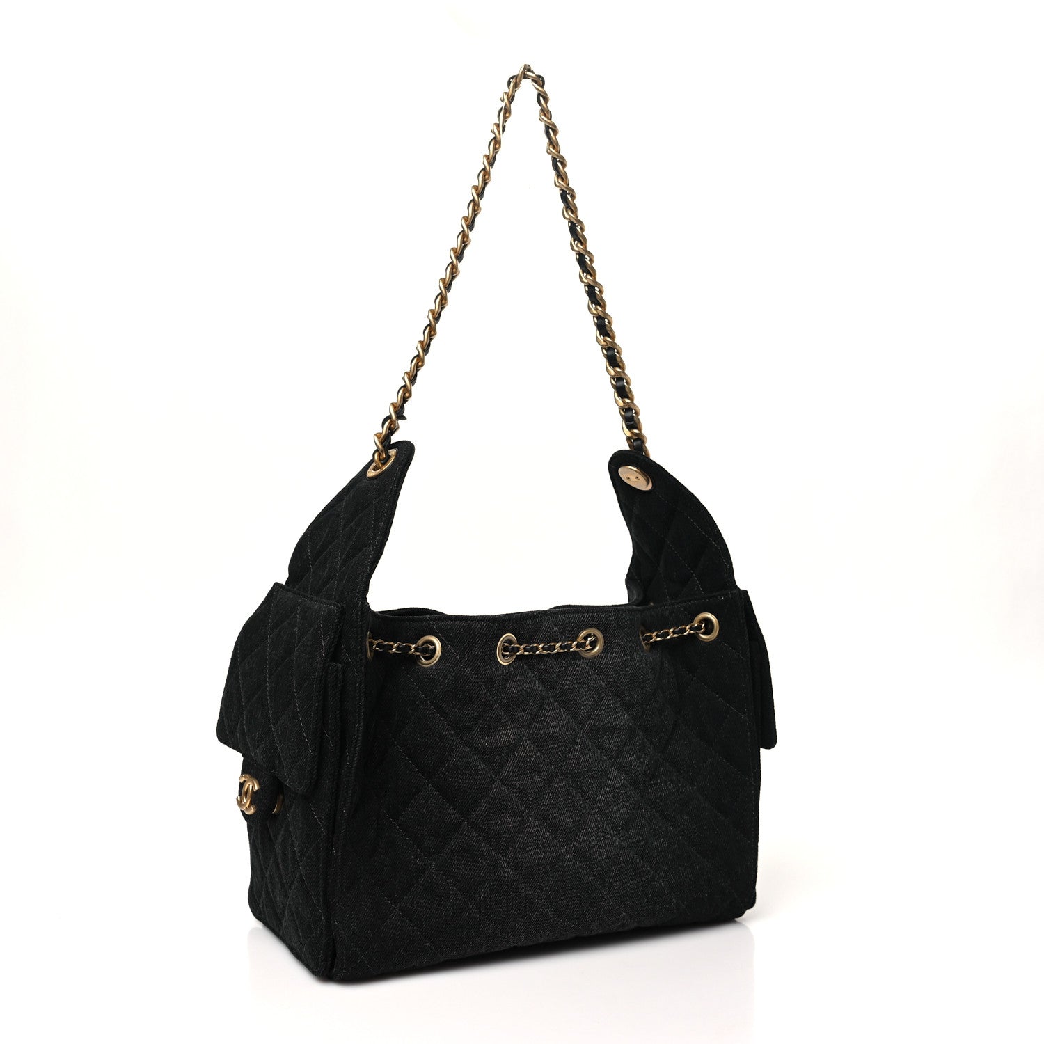 Chanel Denim Quilted Small Chanel 25 Handbag Black 2 of 11