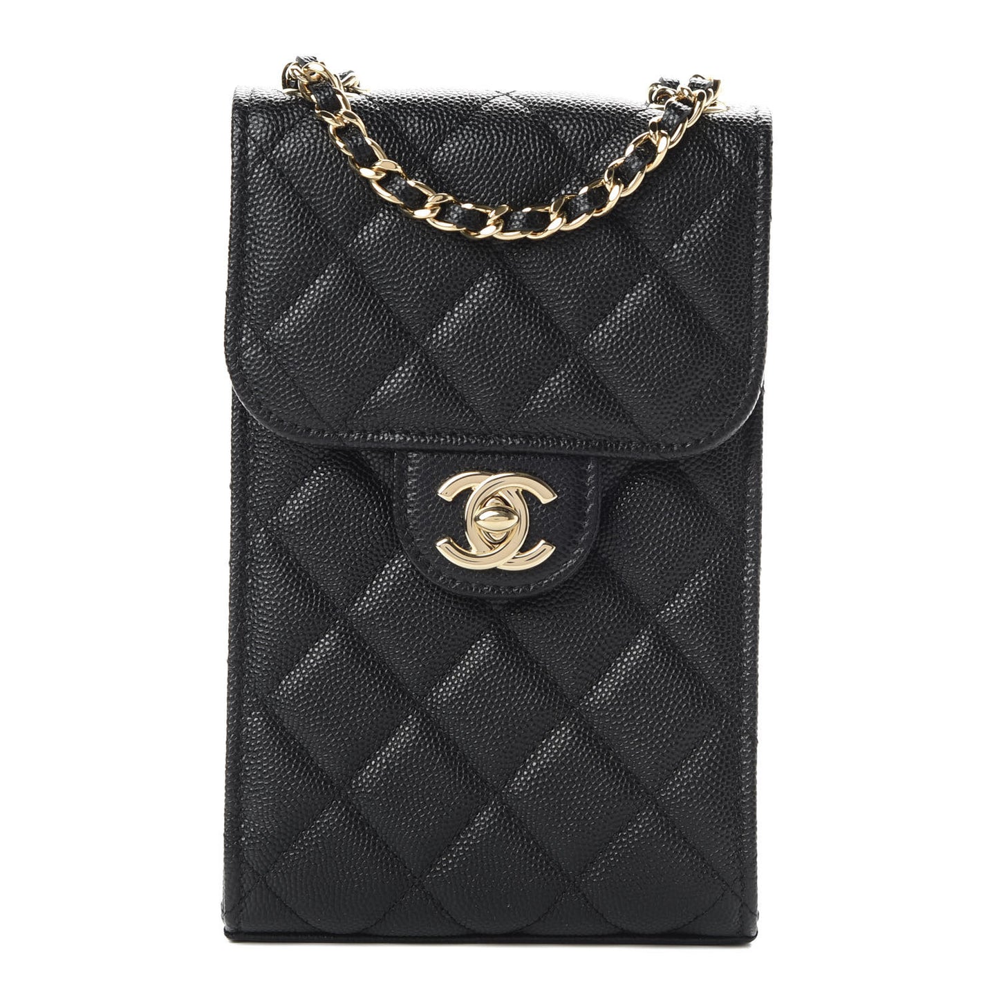 Caviar Quilted Classic Phone Holder Black