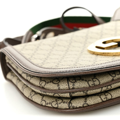 Gucci GG Supreme Monogram Textured Dollar Calfskin Web Medium Blondie Top Handle Shoulder Flap Bag Beige Ebony New Acero 9 of 10