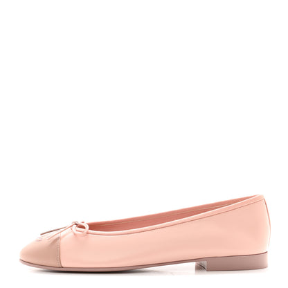 Chanel Lambskin Cap Toe CC Ballerina Flats 39 Light Pink Dark Pink 1 of 8