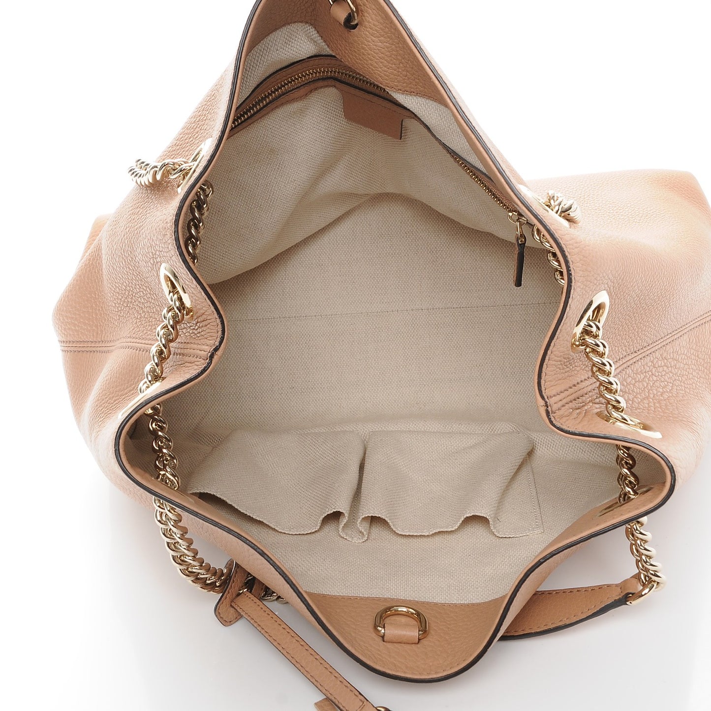 Pebbled Calfskin Medium Soho Chain Shoulder Bag Camelia