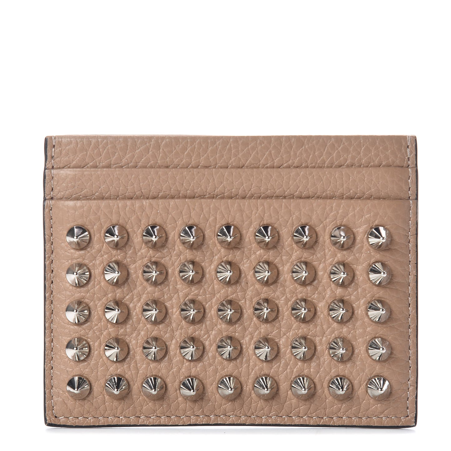 Grained Calfskin Spikes Kios Card Holder Cashmere