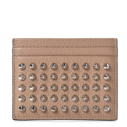 Christian Louboutin Grained Calfskin Spikes Kios Card Holder Cashmere 1 of 8