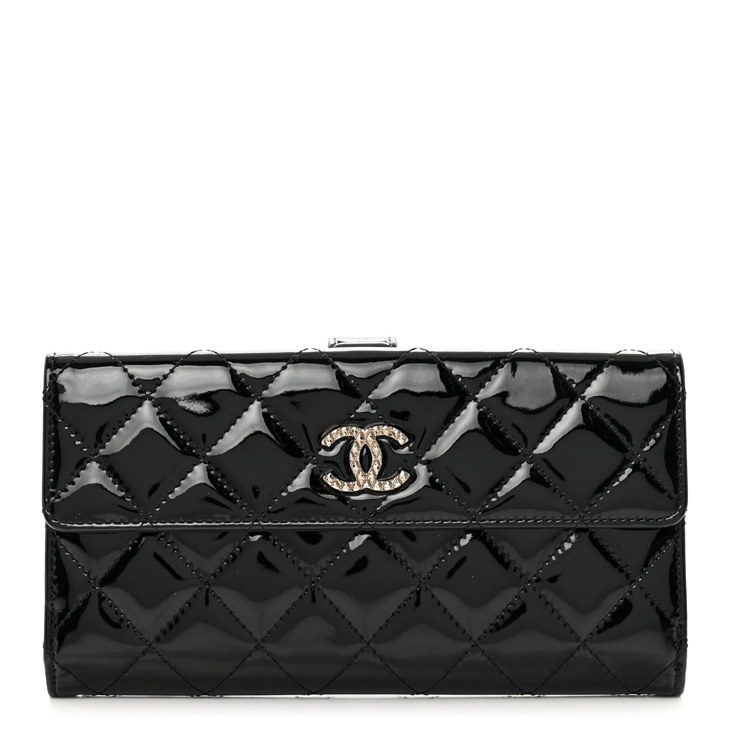Chanel Patent Quilted Large Brilliant Flap Wallet Black 1 of 10