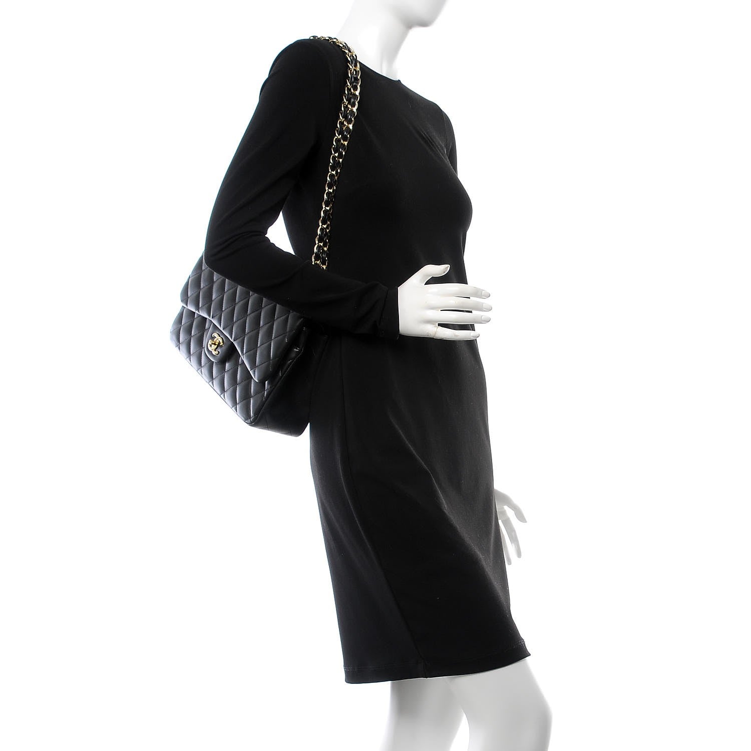 Chanel Lambskin Quilted Jumbo Double Flap Black 3 of 8