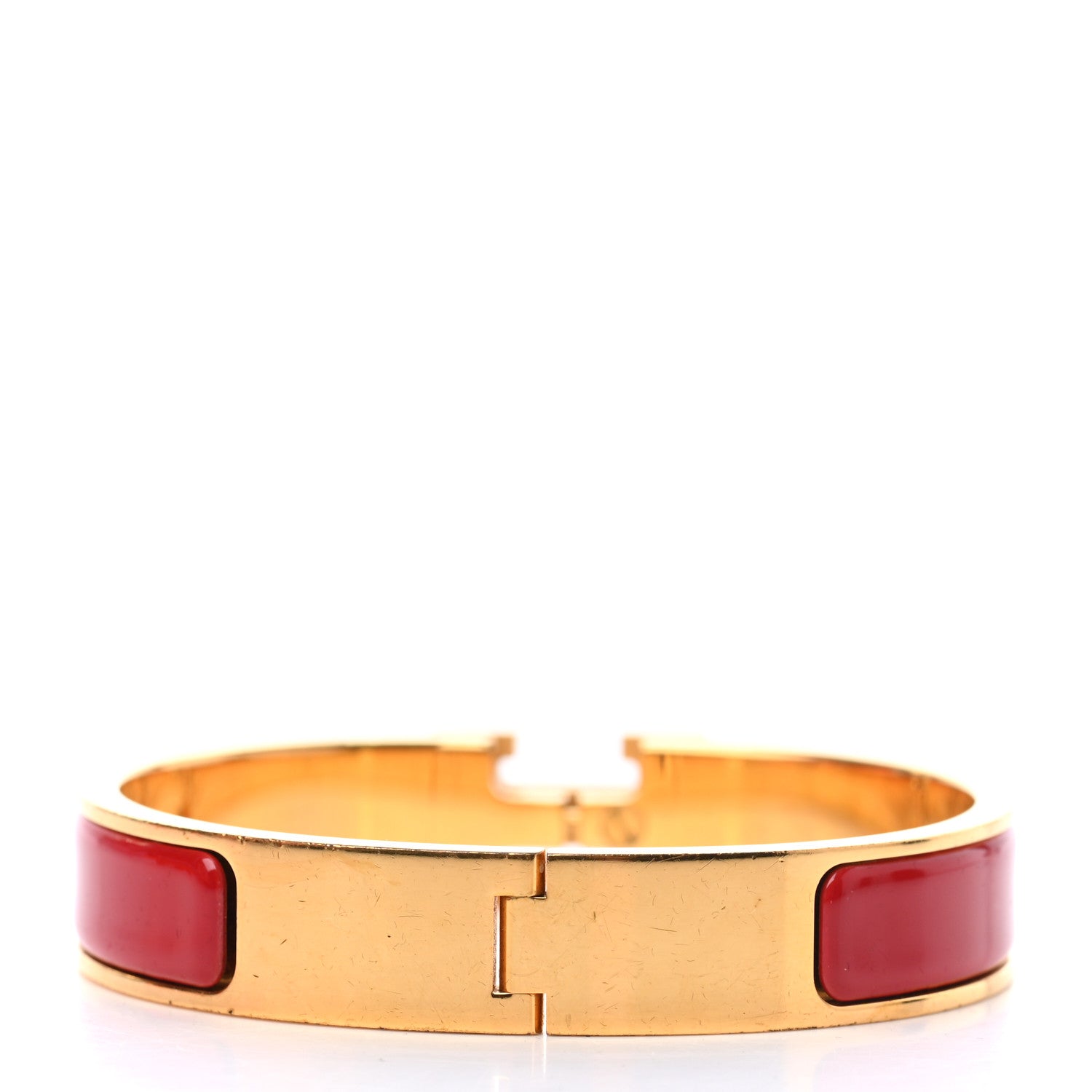 Hermes Enamel Narrow Clic Clac H Bracelet PM Rouge Vif 2 of 3