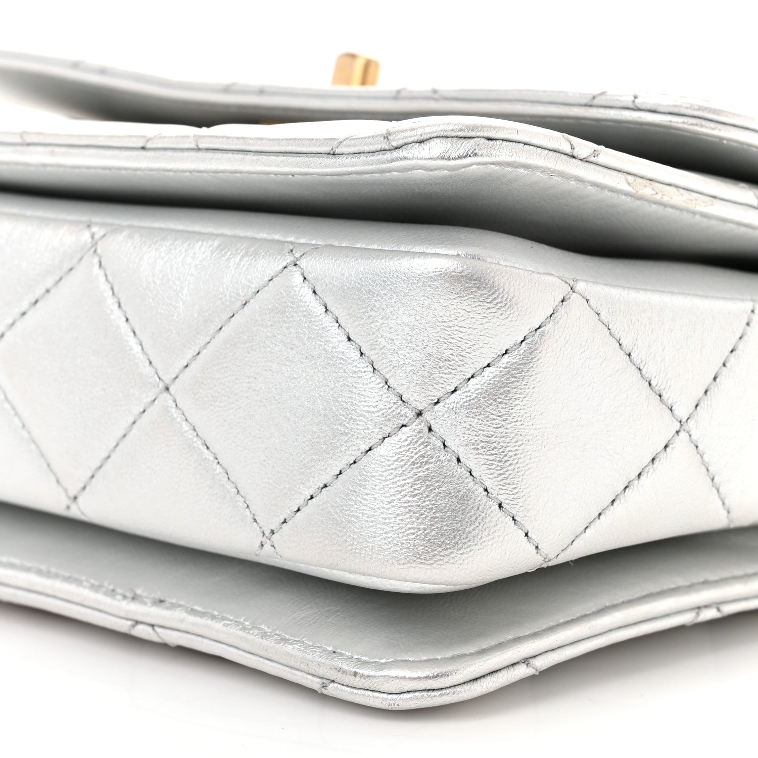 Chanel Metallic Calfskin Quilted Mini Metal Top Handle Flap Silver 10 of 13