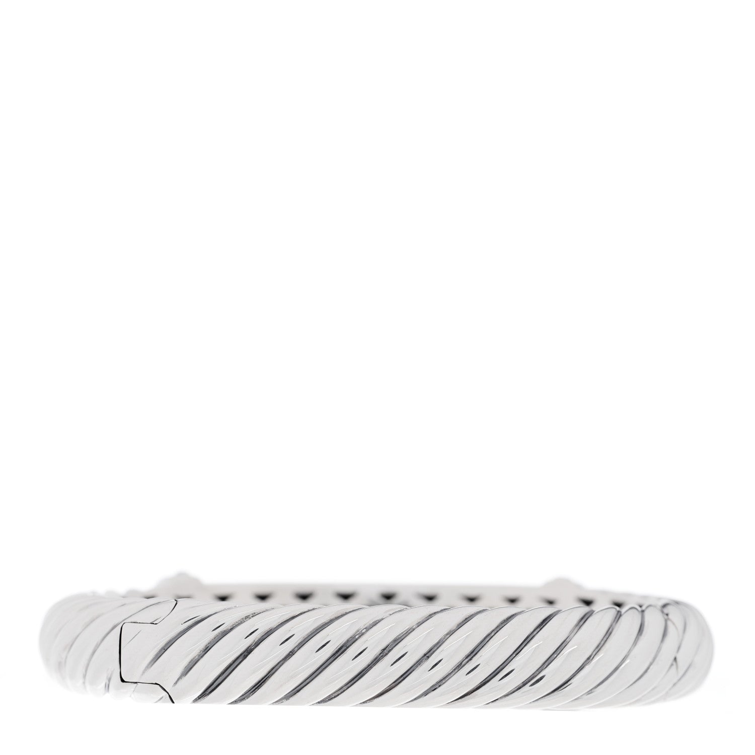 David Yurman Sterling Silver Diamond 10mm Metro Cable Bangle Bracelet 2 of 4