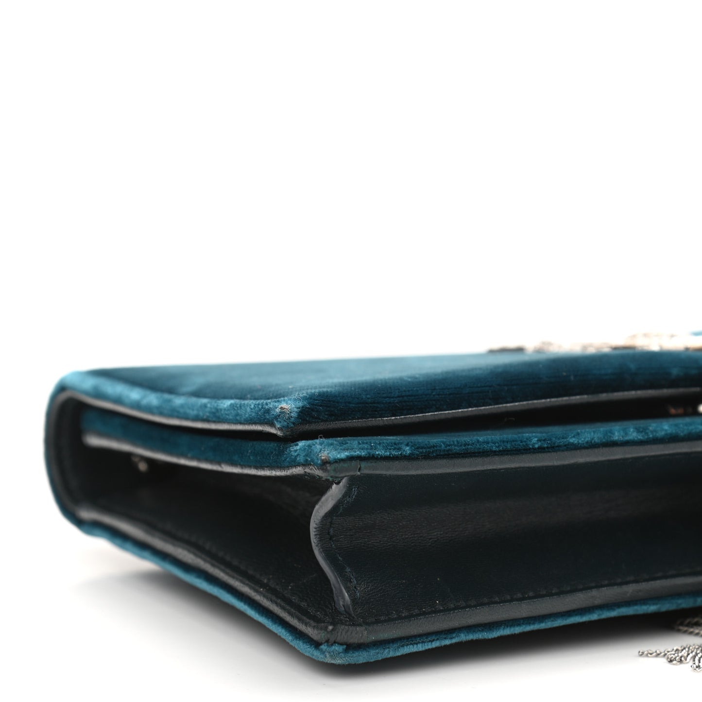 Velvet Crystal Monogram Kate Tassel Chain Wallet Blue