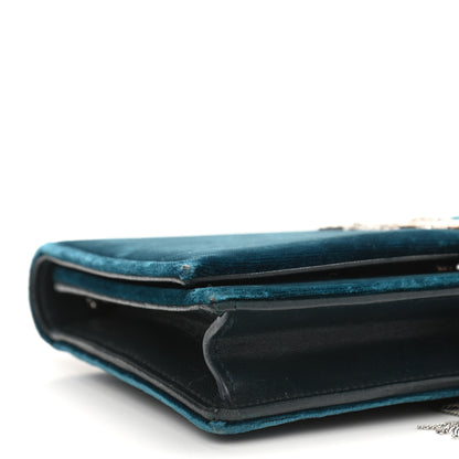 Saint Laurent Velvet Crystal Monogram Kate Tassel Chain Wallet Blue 8 of 16